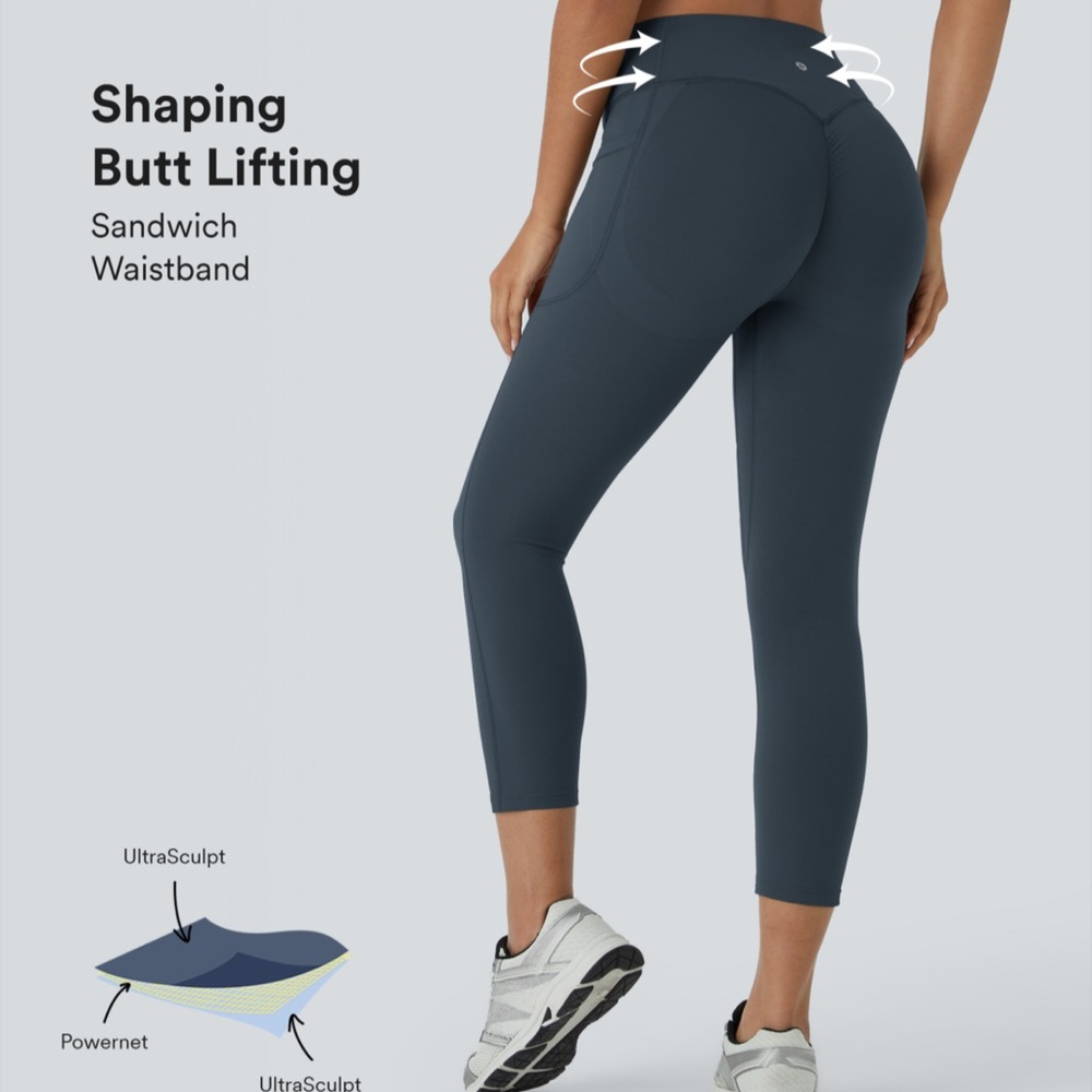 HALARA Women's Shaping Butt Lifting Leggings - “Carbon” Dark Gray/Blue